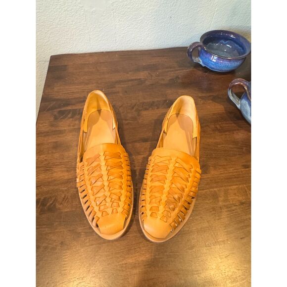 Nisolo Mens 10.5 Saddle Brown color Leather Huarache New in Box - Picture 4 of 7